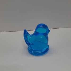 Glass Blue Bird of Happiness Figurine Signed Leo Ward 1993